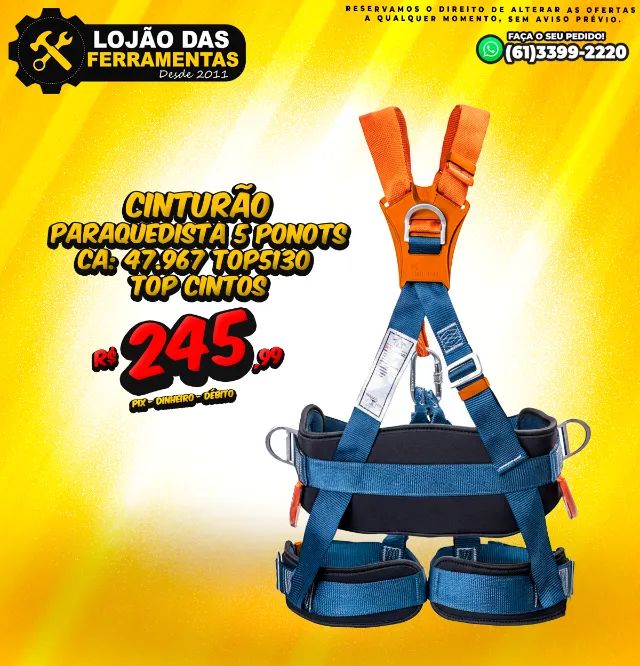 Cinturão Paraquedista 5 Pontos CA 47931 TOP5100 Top Cintos