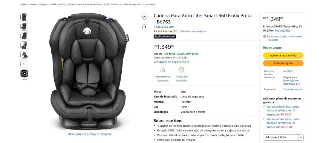 Cadeirinha para carro - Foto 2