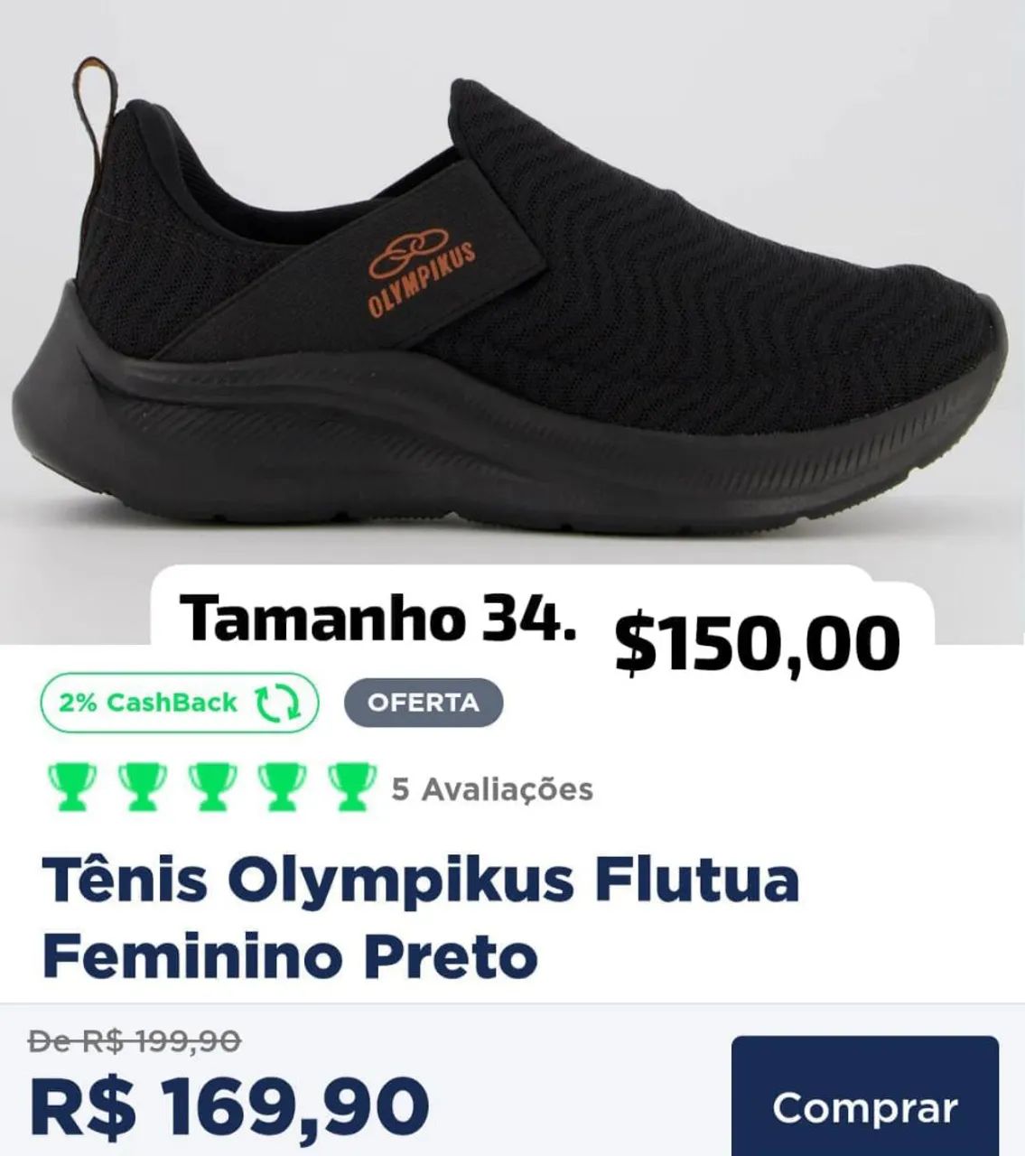 Tênis feminino Olympikus flutua tamanho 34