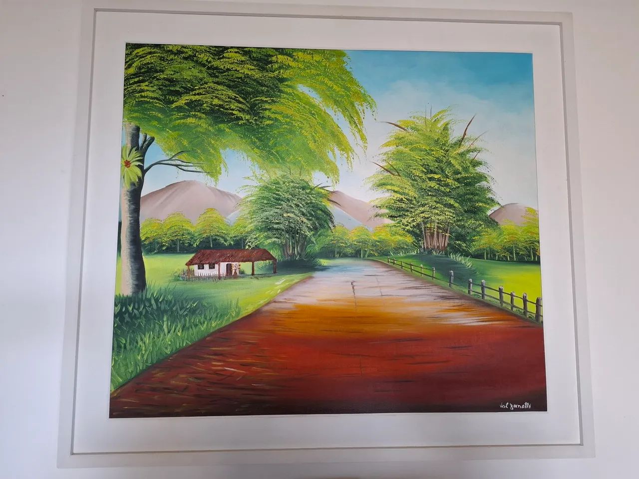Lindo quadro emoldurado de paisagem ARTESANAL!