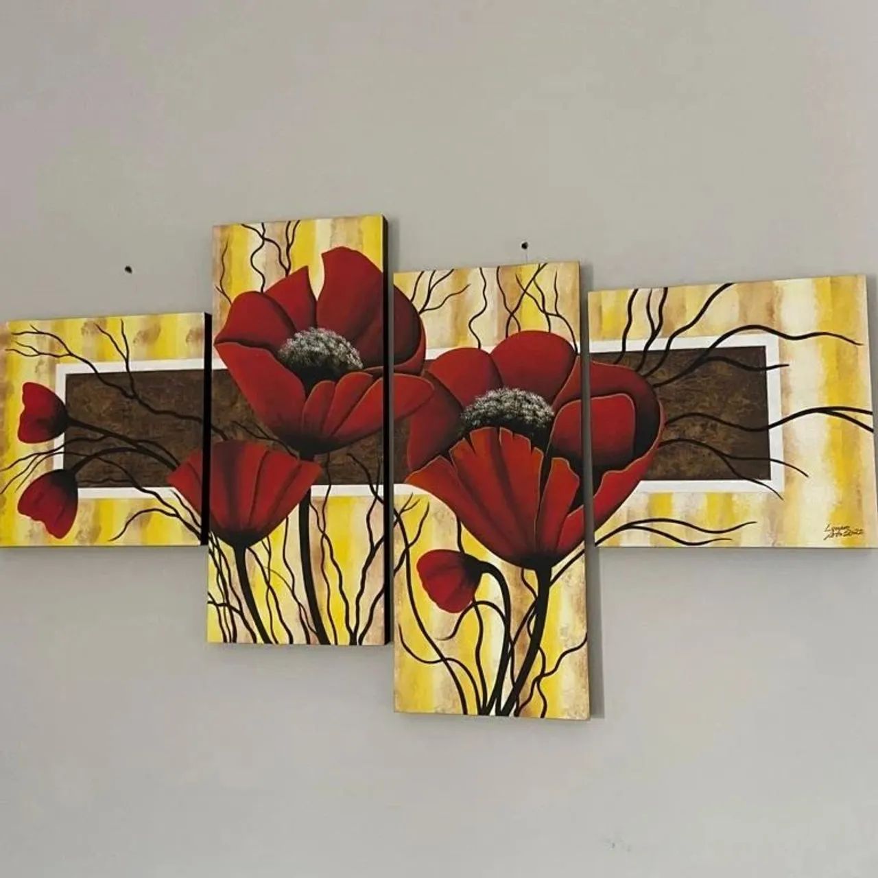Quadros decorativos pintados há mão em tecido  - Foto 3