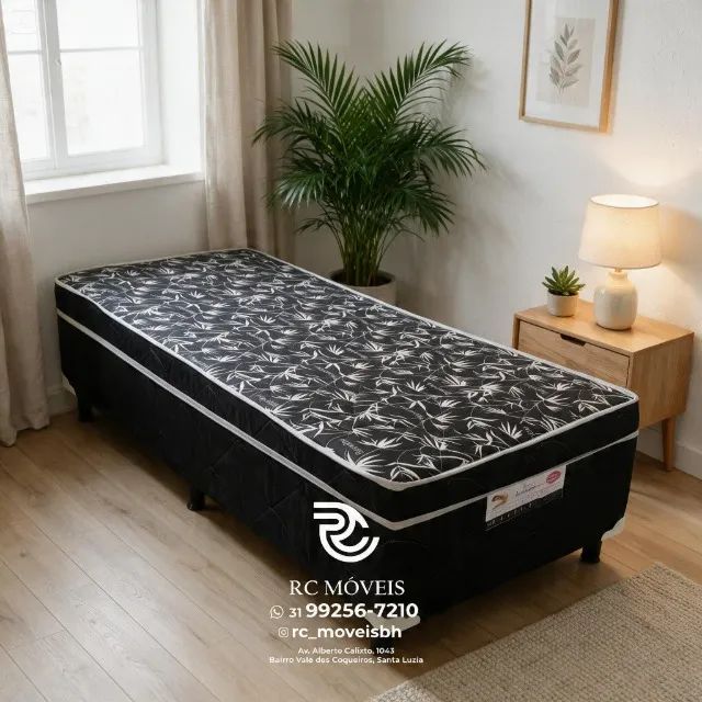 Cama Box Solteiro com Molas 88x1,88 Floral Branco - Foto 3