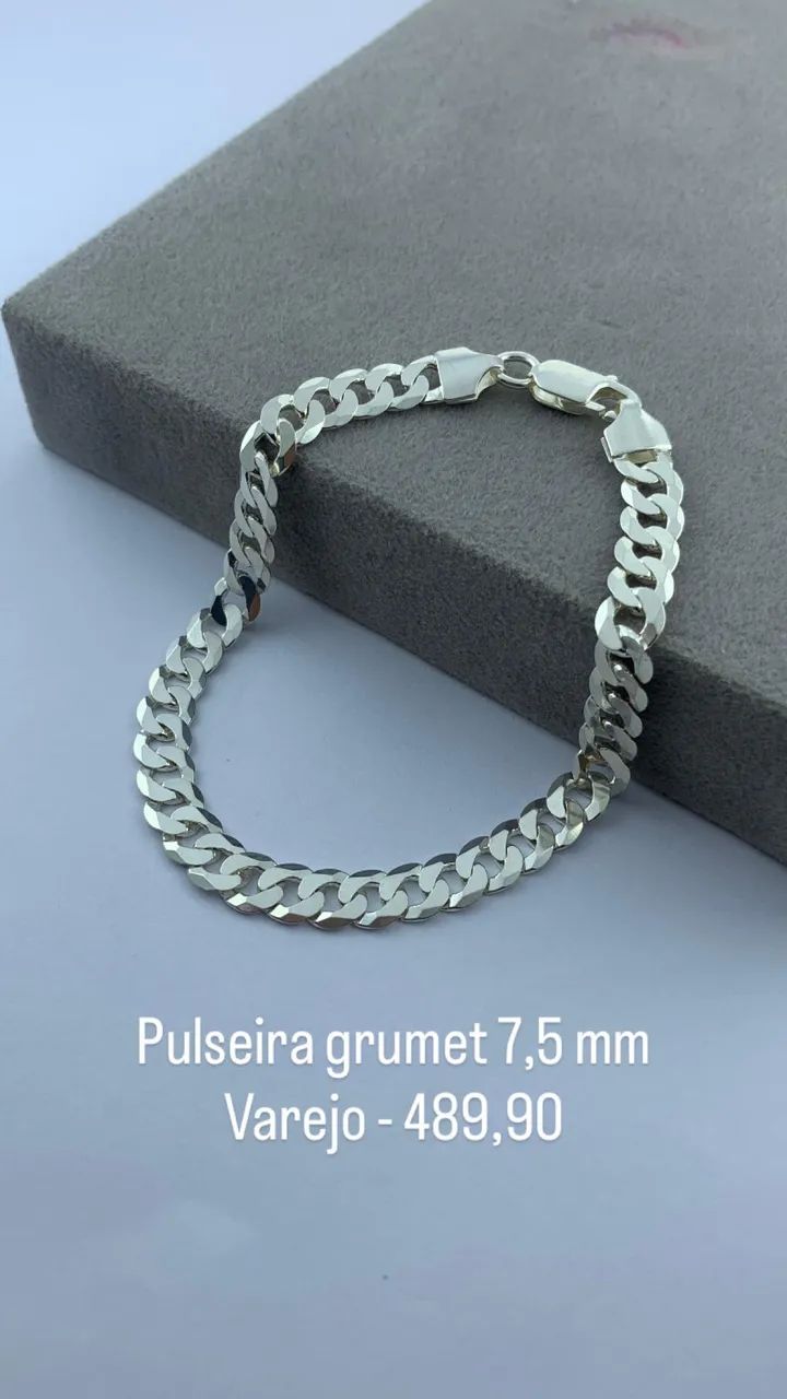 Pulseira de prata 5,5 a 7,5mm