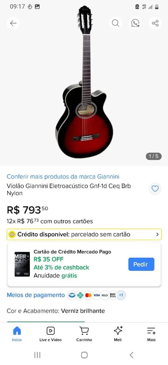 Em Lagarto. Violão Giannini Eletroacústico Gnf-1d Nylon
