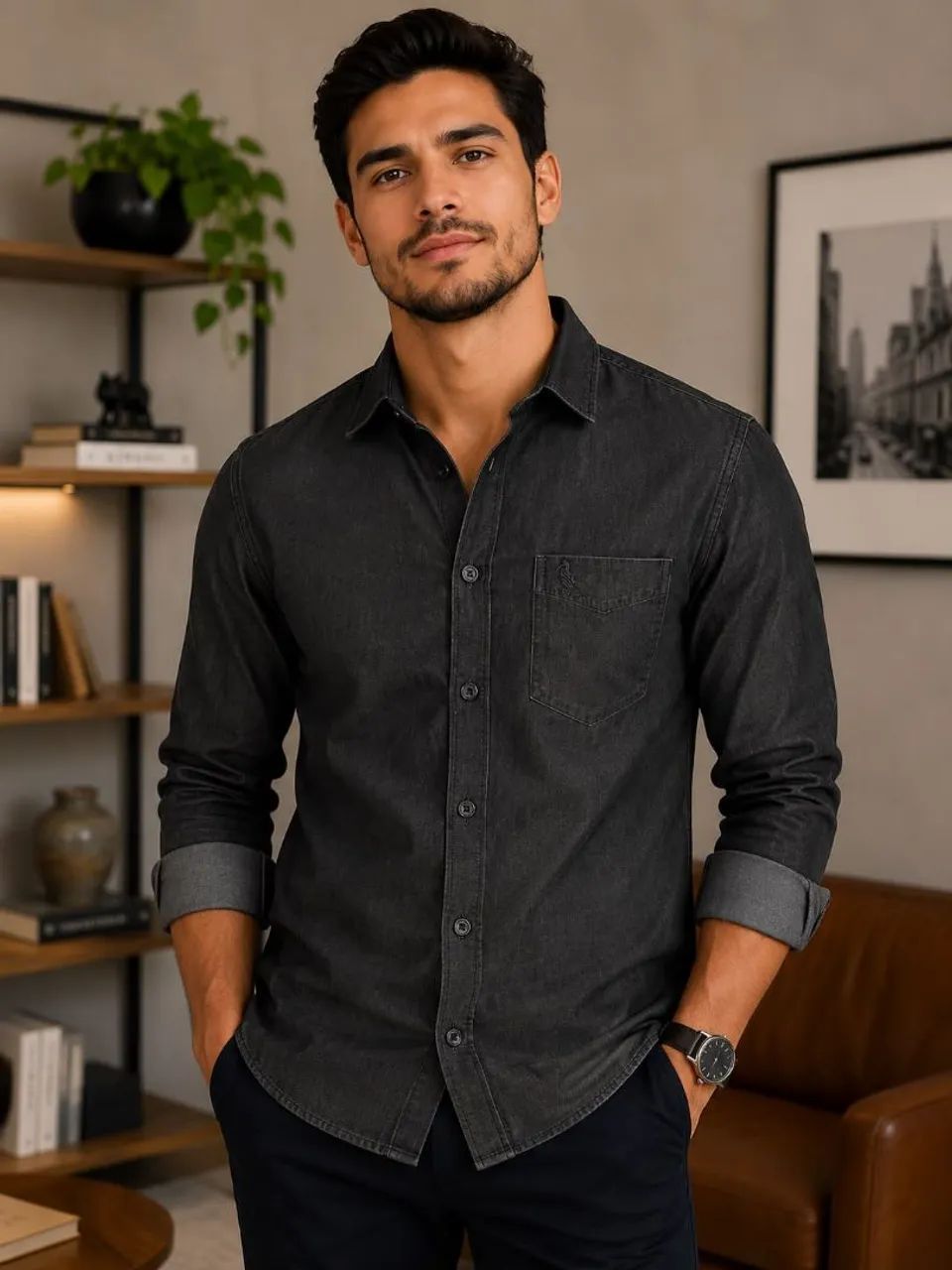 Camisas Jeans Masculina  - Foto 3