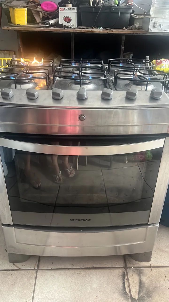 Fogão Brastemp inox 6 bocas acendimento manual bem conservado 