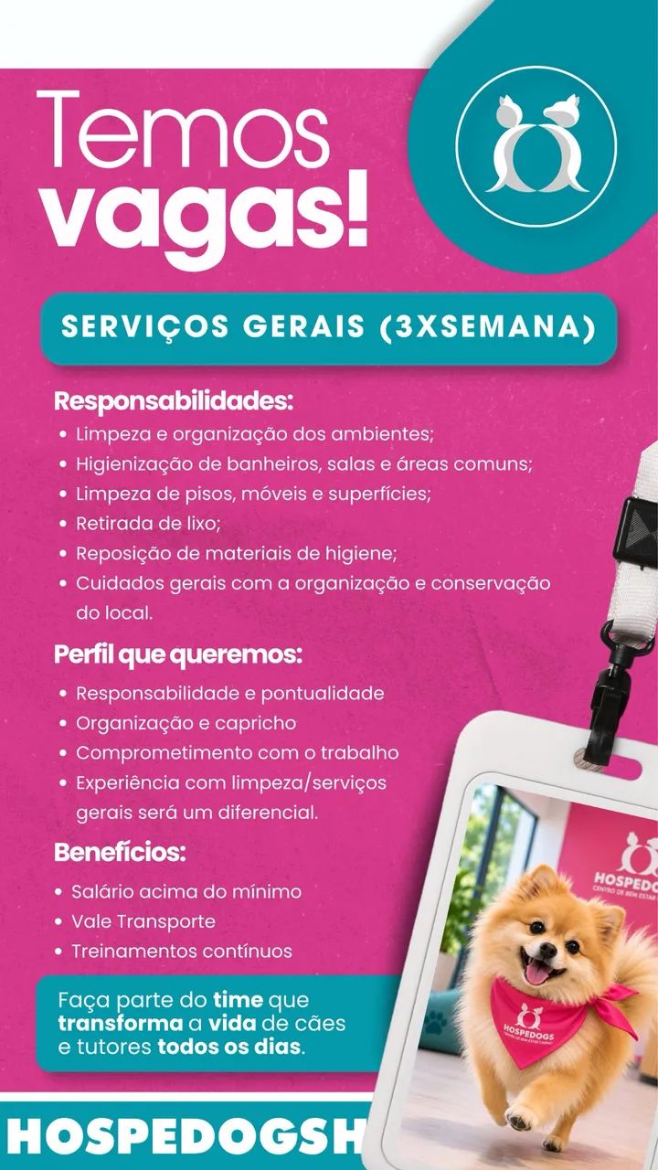 VAGA DE AUXILIAR DE SERVIÇOS GERAIS