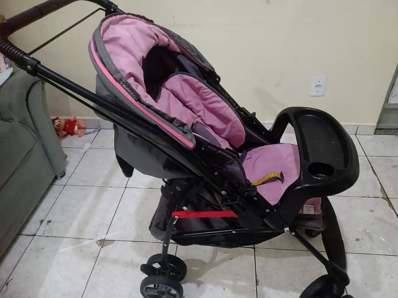 Carrinho de Bebê Galzerano - Rosa/Cinza - Foto 3