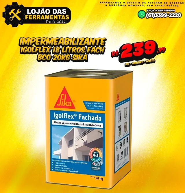 Impermeabilizante Igolflex 18 LItros Fach BCO 20Kg Sika