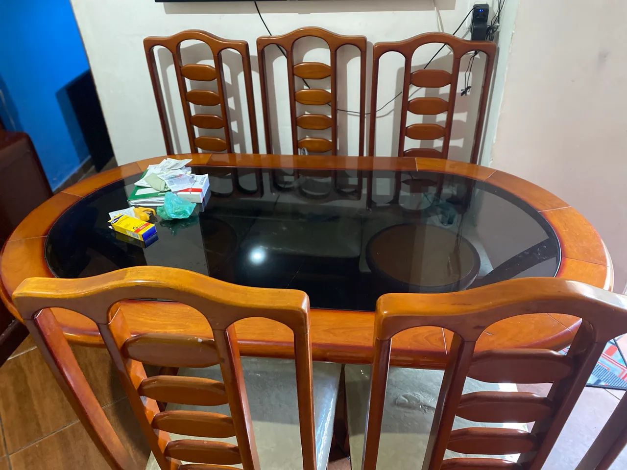 Mesa e rack dê madeira  - Foto 4
