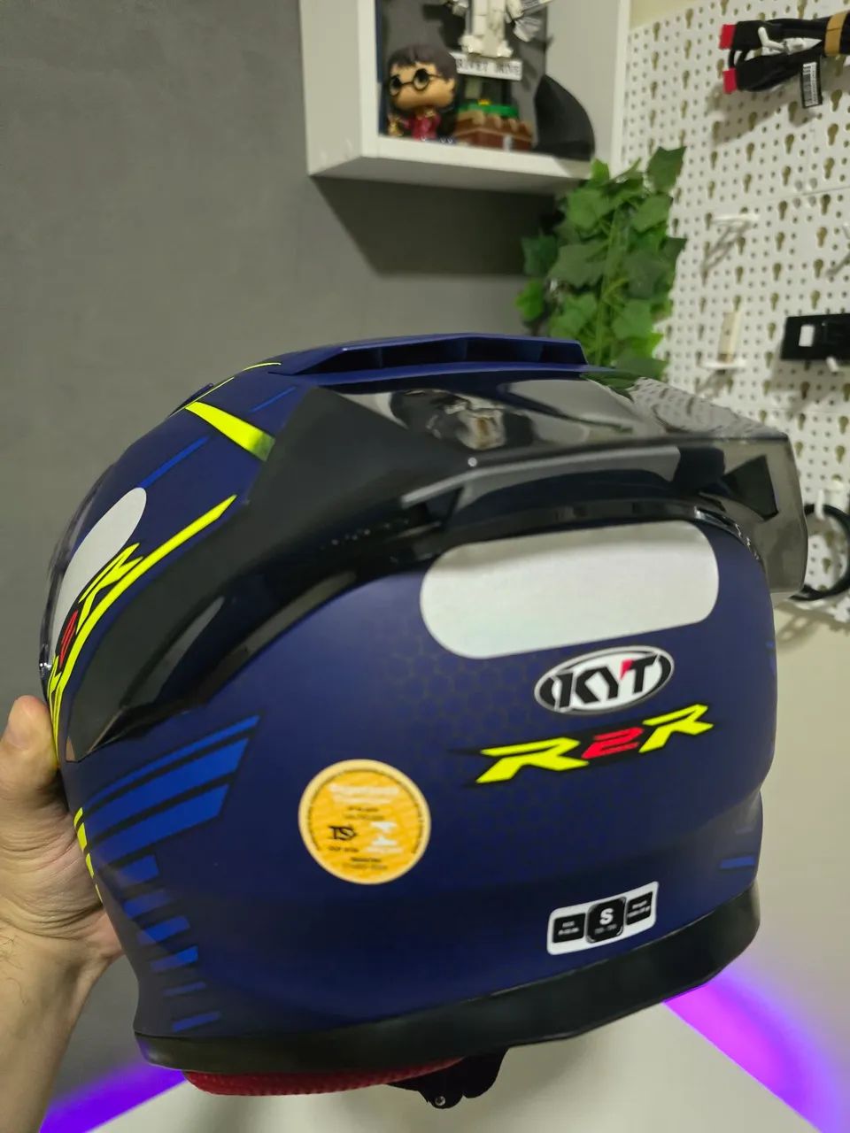 Capacete Moto KYT R2R Concept Blue - Foto 3