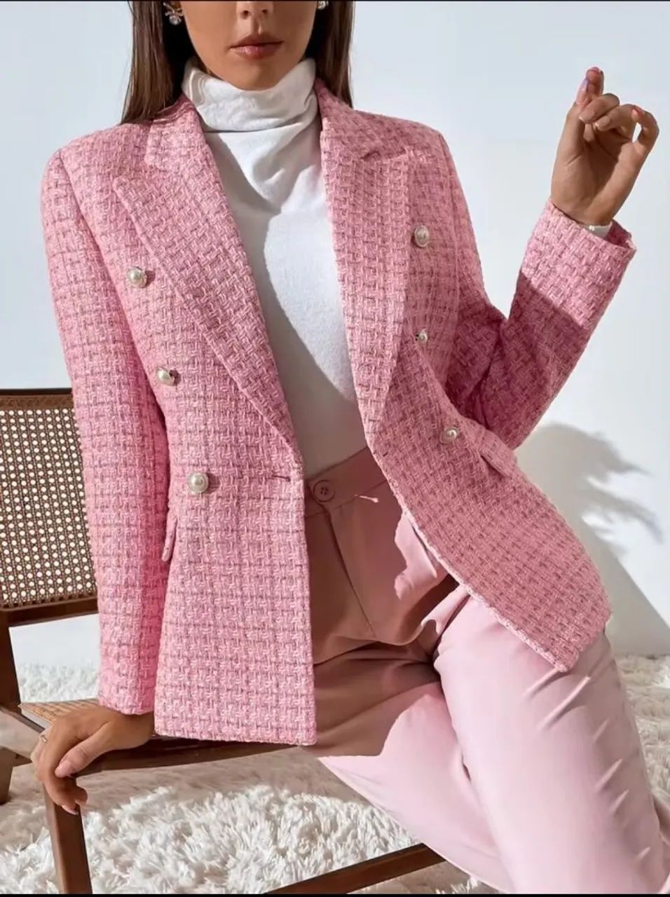 Blazer Tweed Rosa - Foto 2
