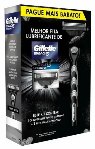 Kit Cabo Gillette Mach3 Carbono + 2 Refis Carbono - Foto 3