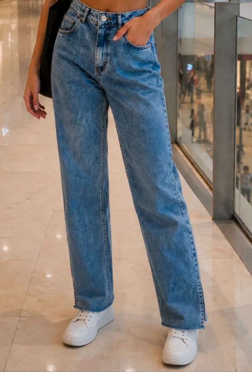 Calça jeans Oversized femenina - Foto 2