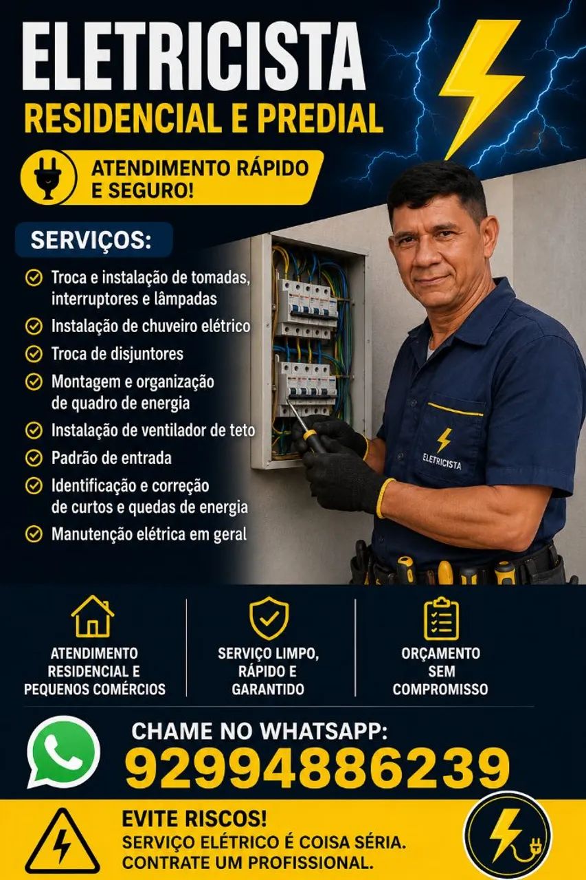 ELETRICISTA E ELETROTÉCNICO EM MANAUS - SERVIÇO RÁPIDO, SEGURO E PROFISSIONAL 