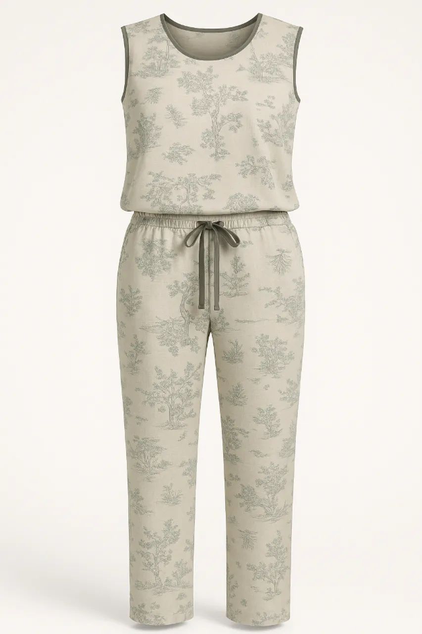 Conjunto Linho estampado areia - tamanho 46
