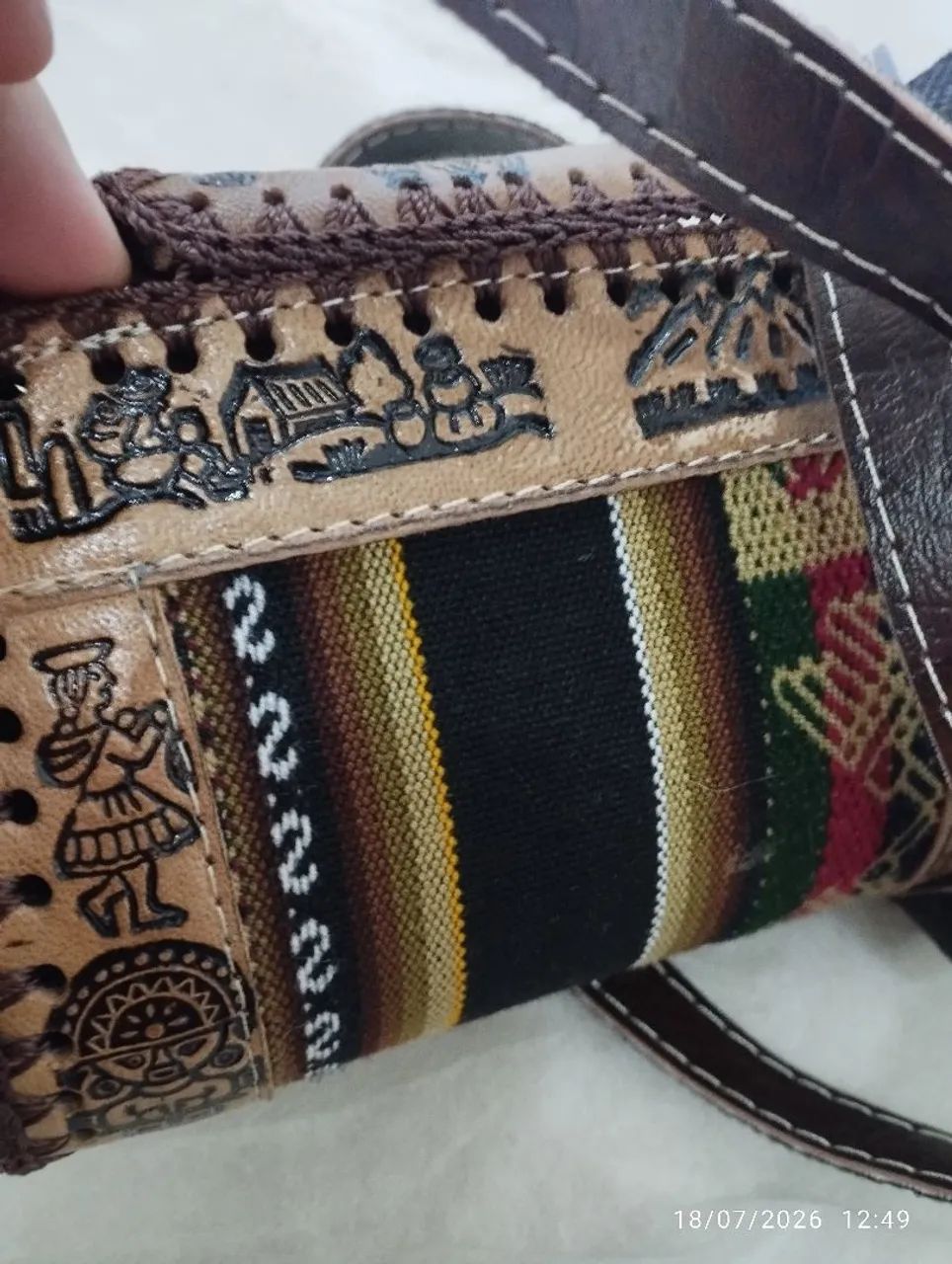 Bolsa peruana em couro feltro a mão  - Foto 2