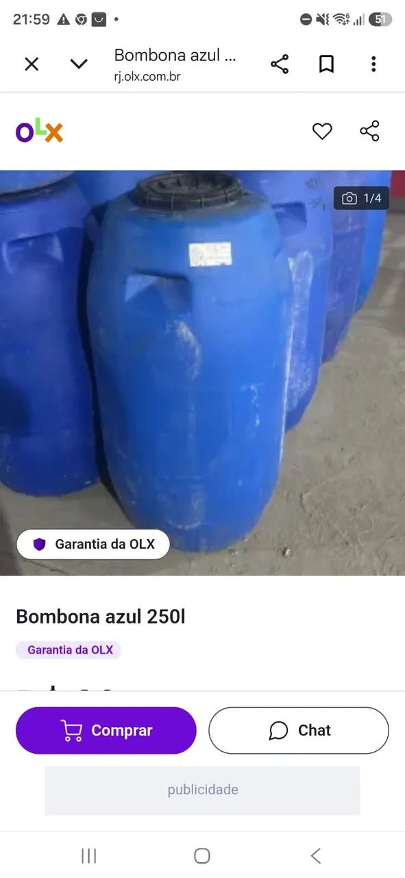 Bombona 250litros com registro - Foto 3