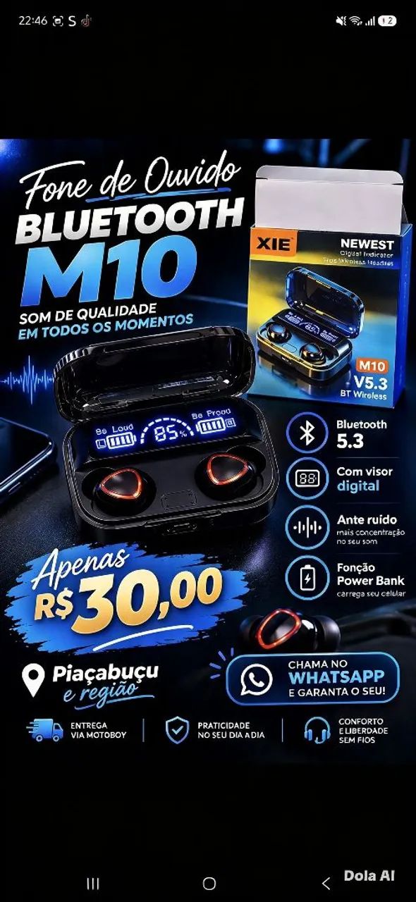 FONE DE OUVIDO BLUETOOTH 