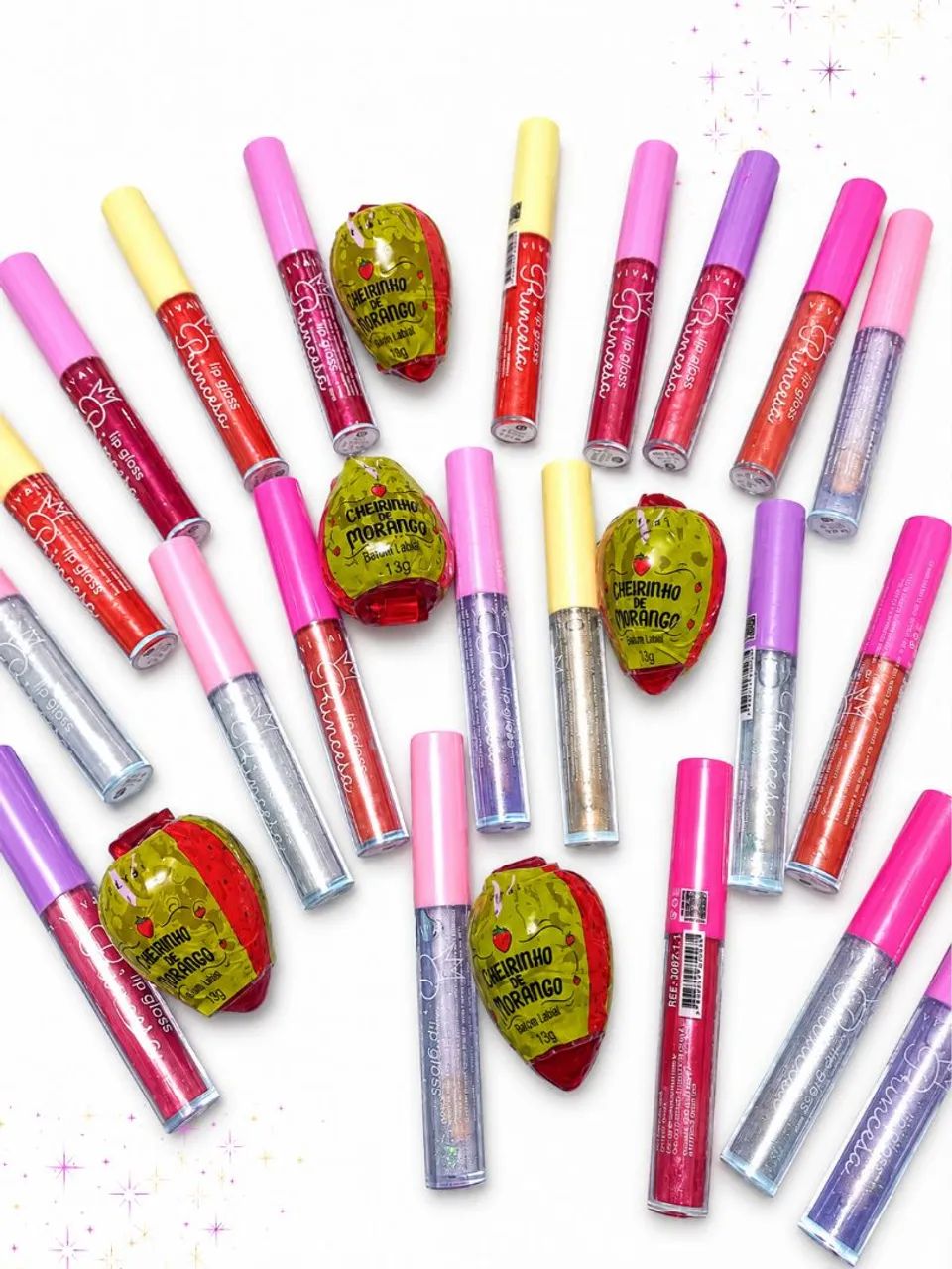 Kit 2 Lip gloss Princesa + 1 brilho labial moranguinho fofo - Foto 4