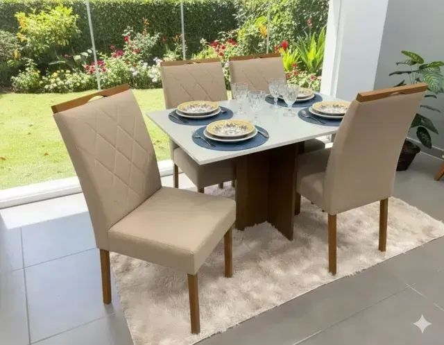 PROMOÇÃO Mesa de jantar 4 lugares Grace bege 