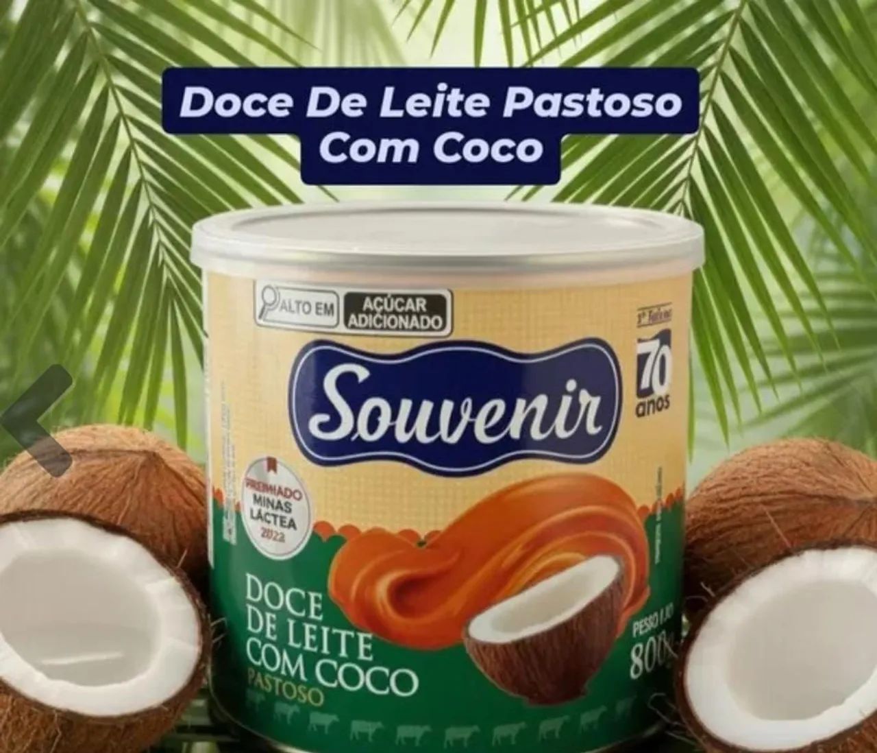Doce de Leite com cocô Souvenir 800 gramas.
