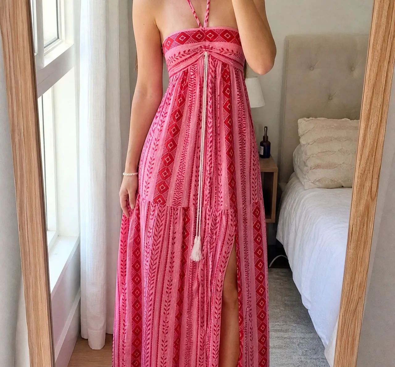 Vestido longo rosa