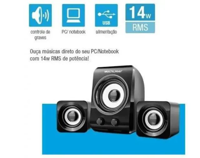 Caixa De Som Multilaser 2.1 USB 14W Preto - SP172 - Foto 3