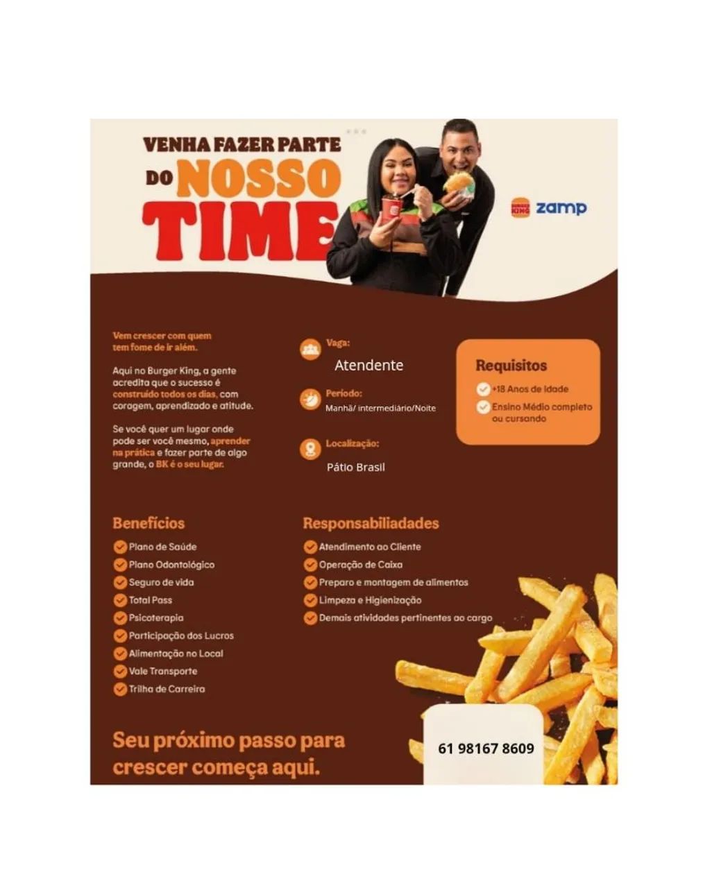 ? Vaga de Emprego - Atendente | Burger King