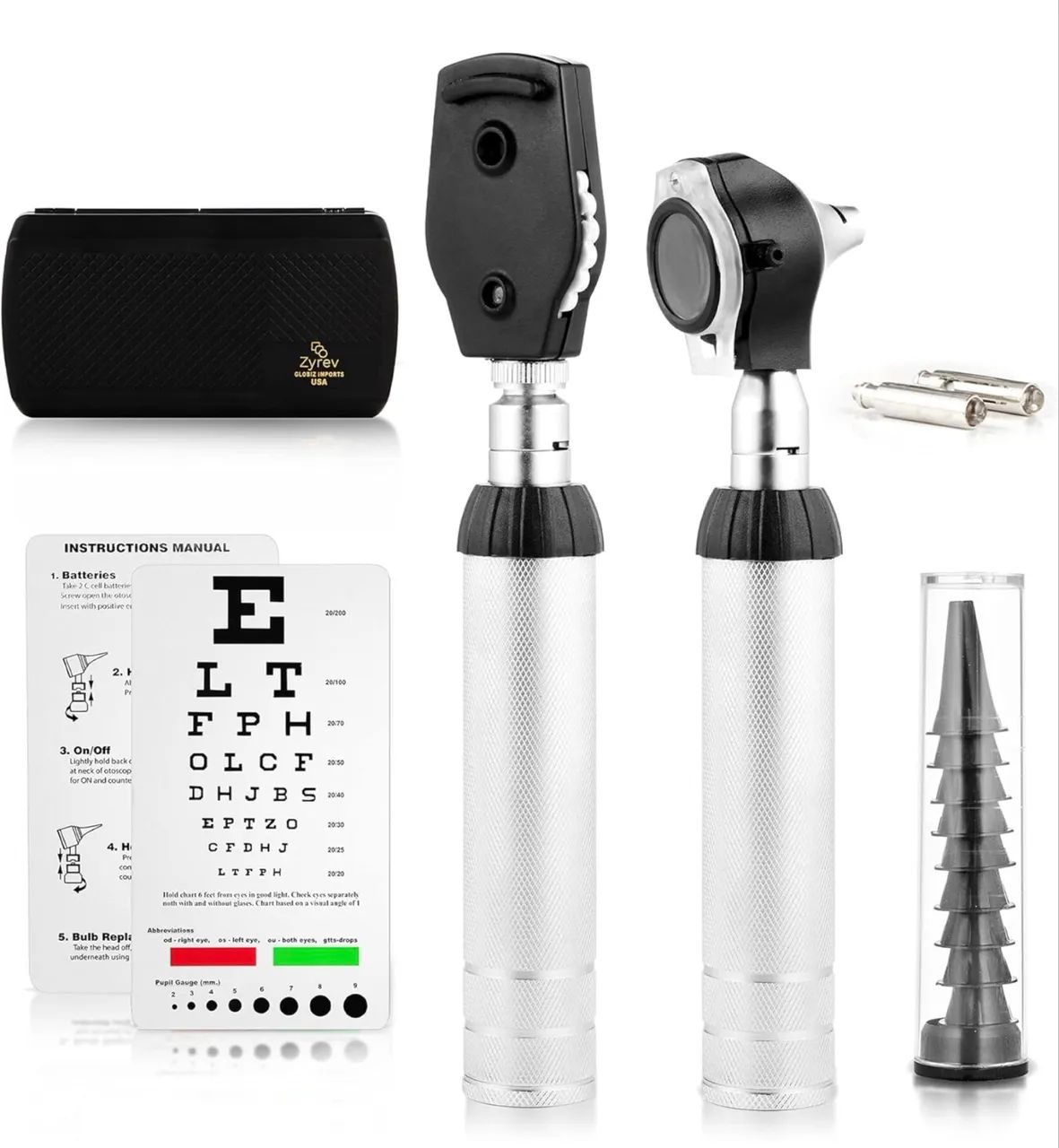 Kit otoscópio e oftalmoscópio 