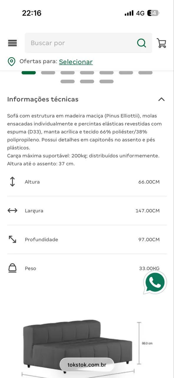 Sofá sofo tok Stok - Foto 2