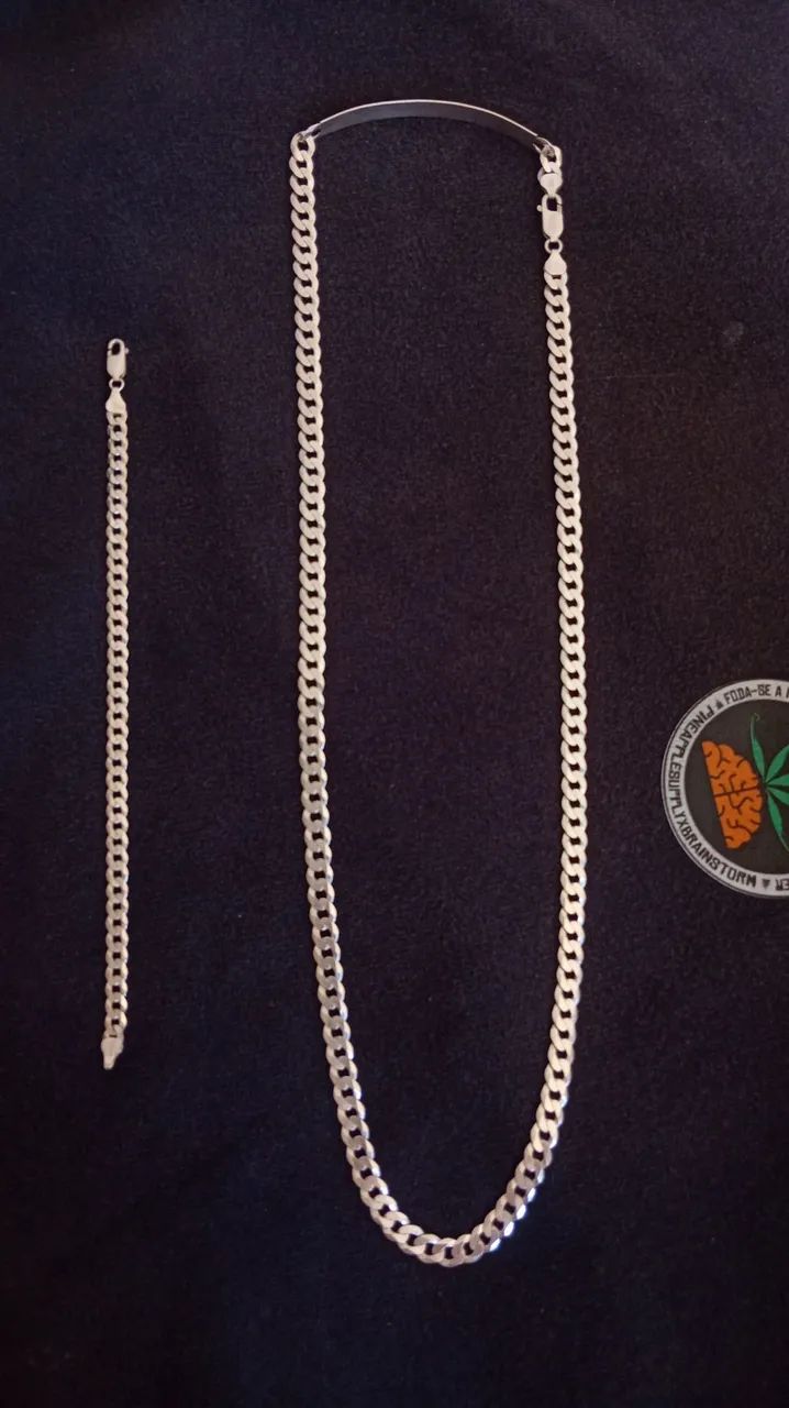 Kit Corrente 10mm e pulseira 6mm de prata!!