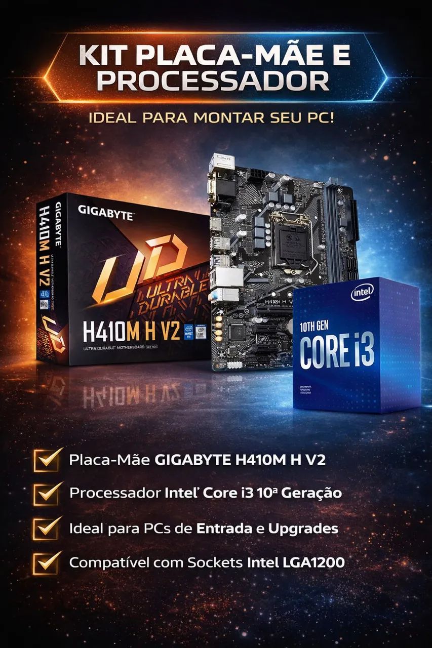 Kit placa mãe e processador
