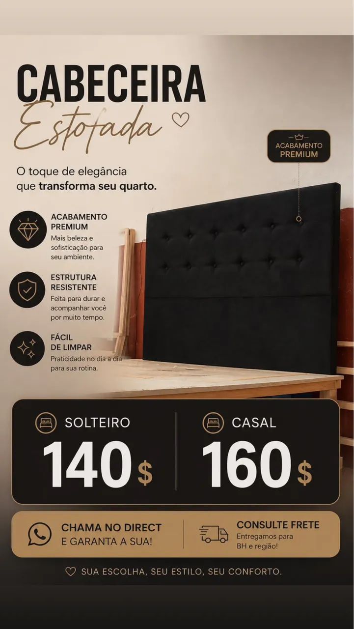 CABECEIRAS SUEDE ESTOFADAS
