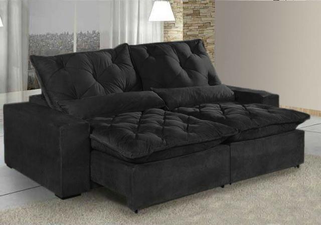 Sofá Retrátil e Reclinável 4 Lugares Elegance Assento com Mola e Pillow- Ligue *