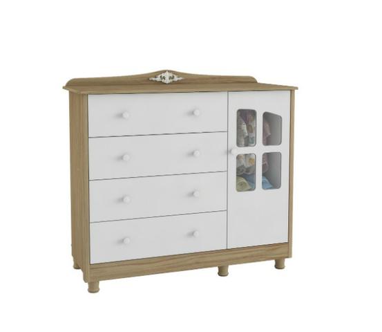 Cômoda Infantil 4 gavetas 1 porta - com vitral - Elô *NOVO* ShopMix Móveis
