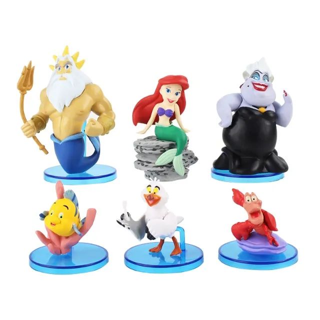 Bonecos Pequena Sereia Ariel Úrsula Rei Tritão Disney 6pcs - Foto 2