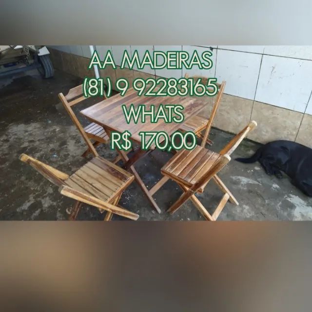 mesas e cadeiras de madeira 