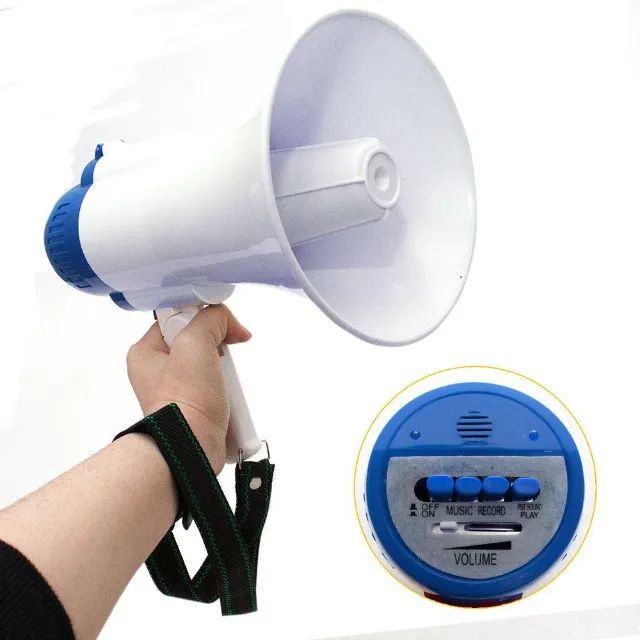 Megafone Portátil Profissional Recarregável Com Sirene Musical E Gravador Bivolt - Entrega - Foto 2