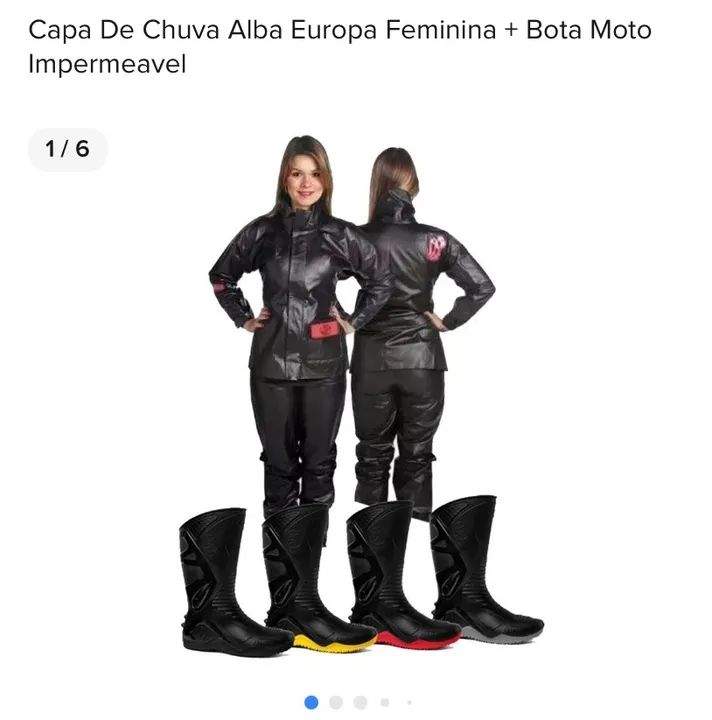 Capa impermeável Alba TAM P + bota 38 preta
