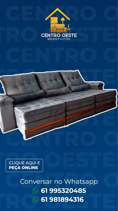 Sofa retratril reclinavel molas ensacadas Sophia / 3.00 cinza