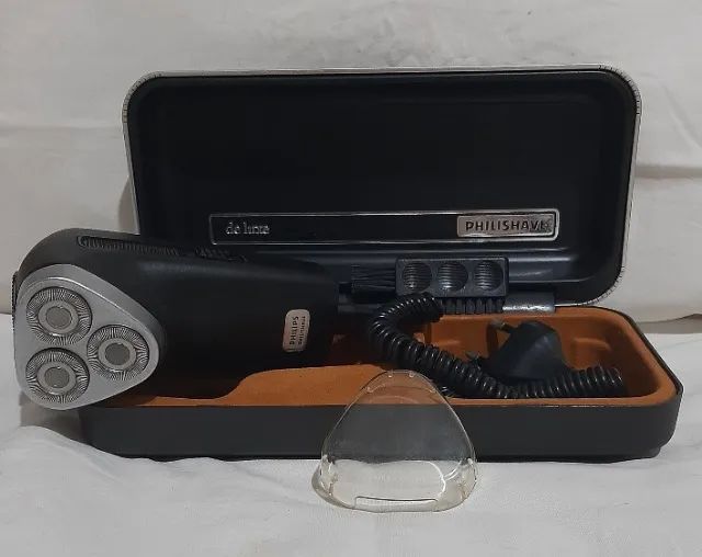 Barbeador phillips, modelo philishave de luxe - vintage - 3 lâminas (36 paralelas)