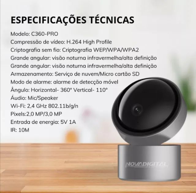 Câmera Inteligente Wifi 360 Pro Alexa Google Protocolo Onvif - Foto 3