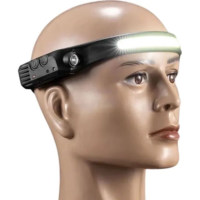 Lanterna Led de Cabeça Recarregável com Sensor Fita Flexível Usb c - Foto 3