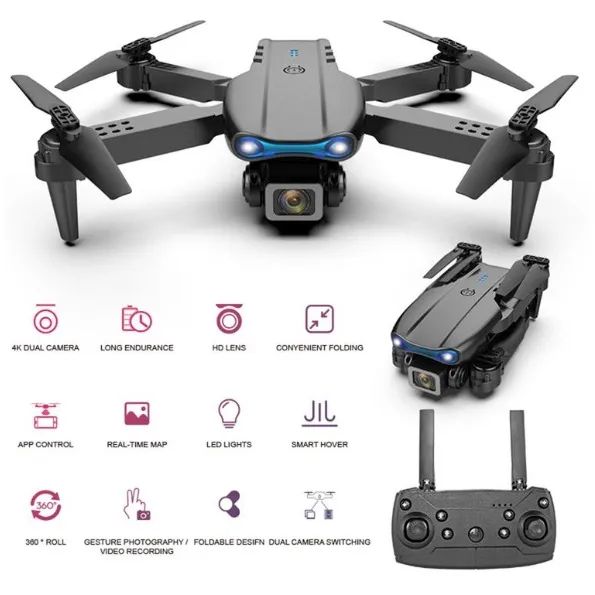  Drone E88 Pro - 15 Minutos de Vôo com Controle UAV - Com Dual Camera 4K - Foto 6