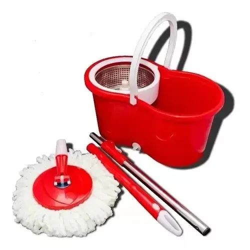 balde vermelho com esfregao mop 16l aço inox ck01 23cmx25cmx44cm cor -vermelho - Foto 2