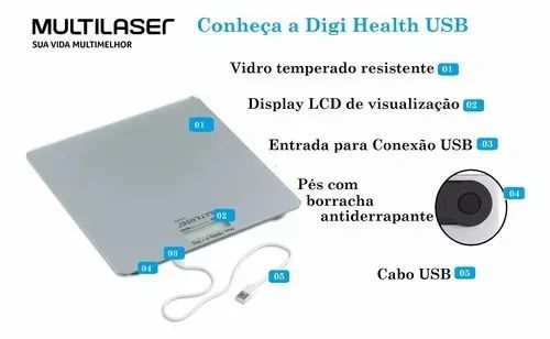 Lacrado  Balança Digital Peso Corporal até 180KG Bateria Recarregável - Foto 5
