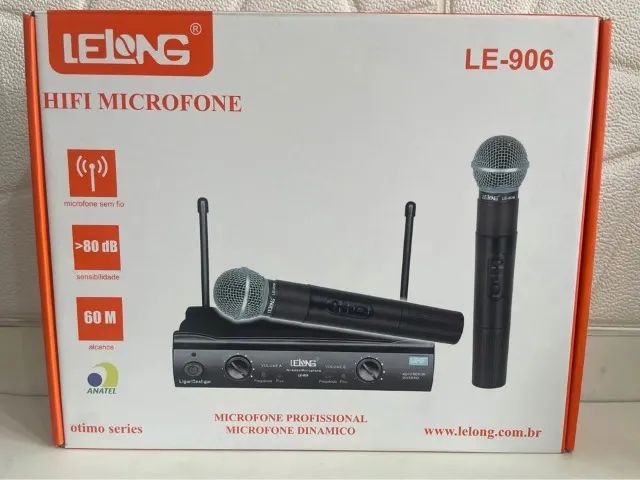 Microfone Sem Fio Com Receptor 2 Microfones e 1 Receptor
