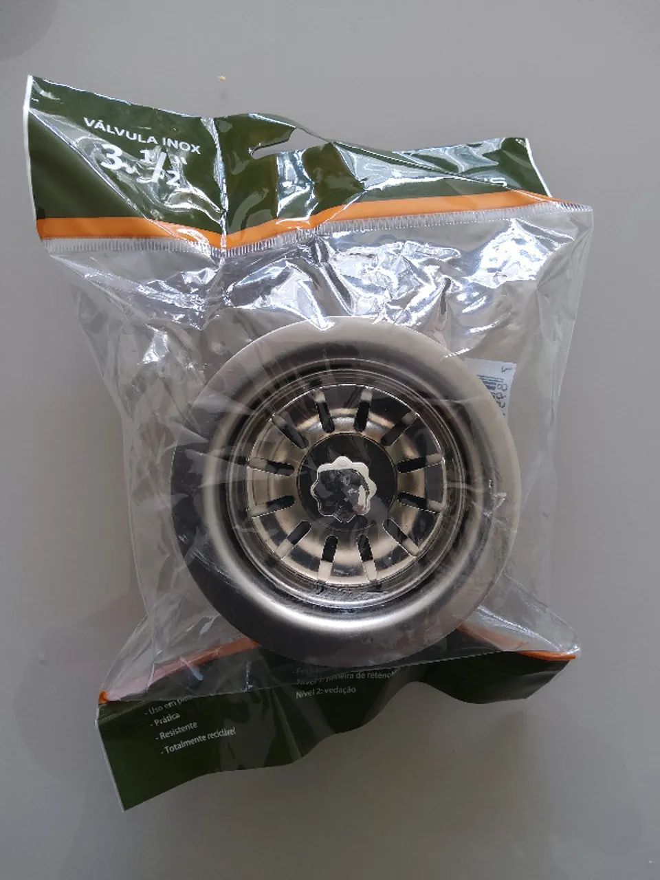 válvula inox 3. 1/2" para pia