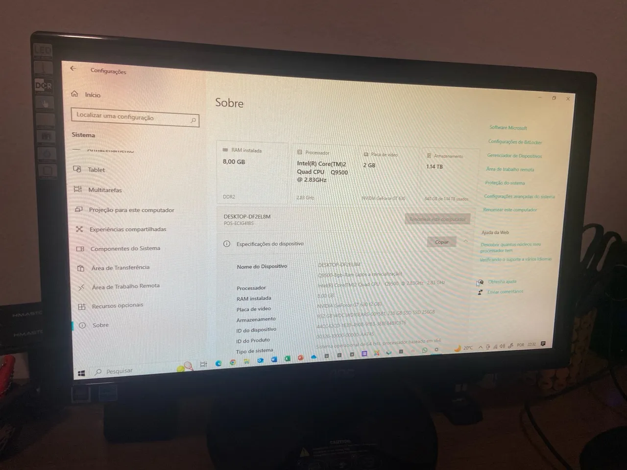 PC gamer Intel Core 2 Quad Q9500 8GB RAM